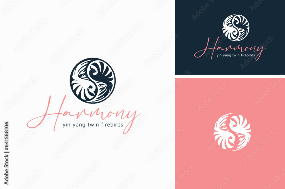 Beauty Flying Phoenix Birds as Taoist Yin Yang Shape. Twin Dancing Fenix Firebirds as Korean Taegeuk Symbol. Two Rooster Silhouettes for Cockfight logo design Beauty Flying Phoenix Birds as Taoist Yin Yang Shape. Twin Dancing Fenix Firebirds as Korean Taegeuk Symbol. Two Rooster Silhouettes for Cockfight logo design