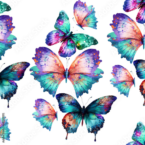 Butterflies Seamless Pattern. Bright Butterfly Background 