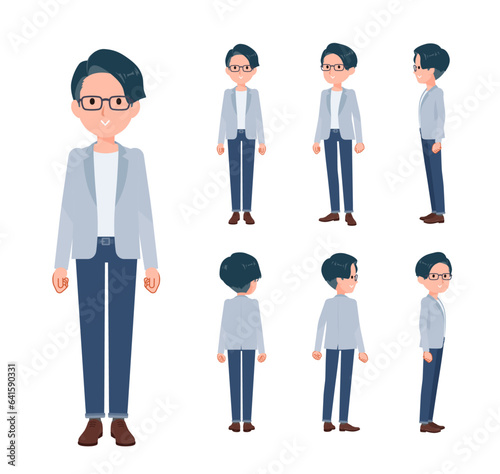 立っているプログラマエンジニア男性のセット