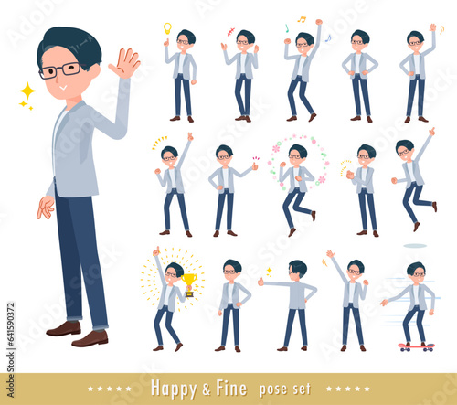 元気なポーズをしているプログラマエンジニア男性のセット