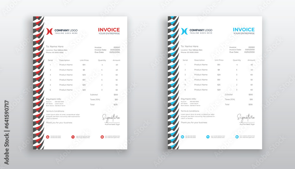 professional creative Invoice template design for your business Stock ...
