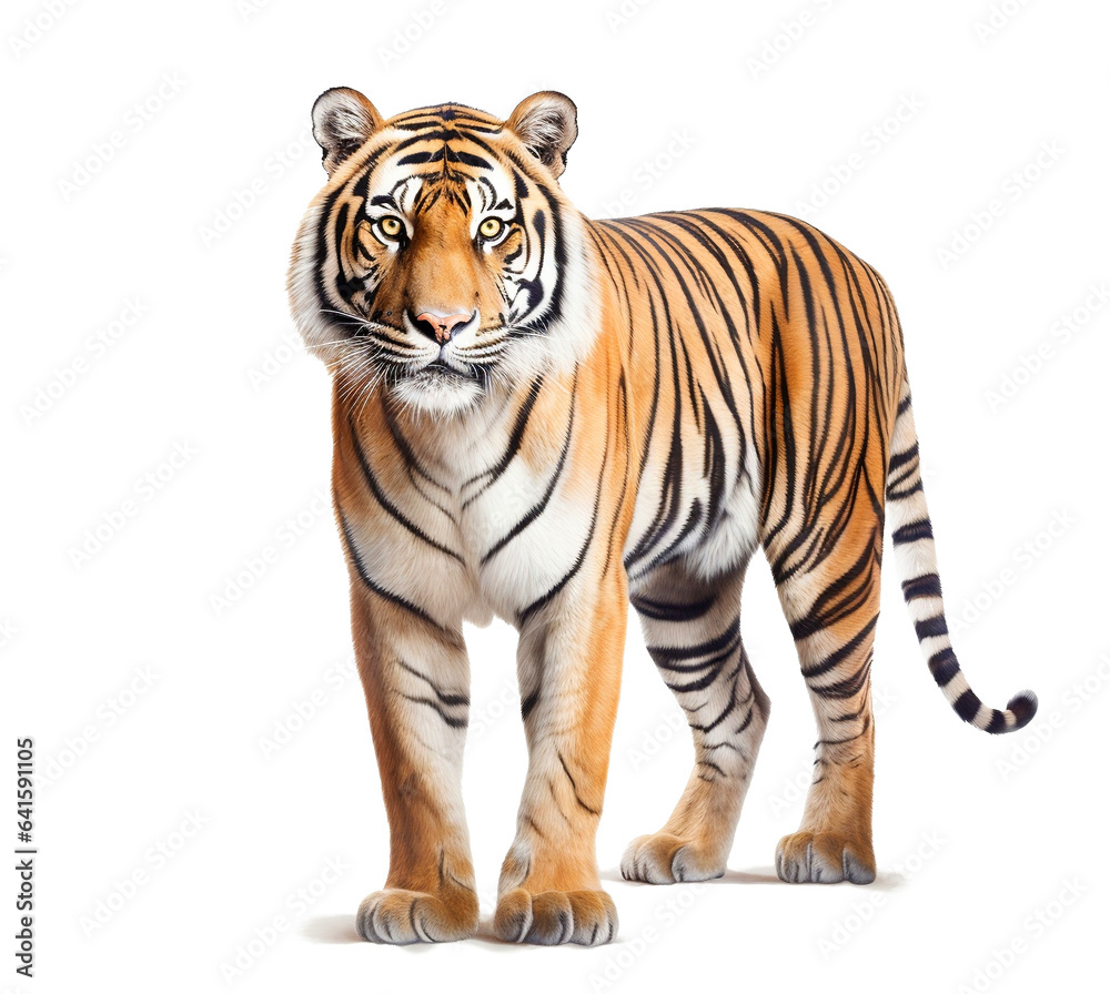 Indian tiger on transparent background for project decoration