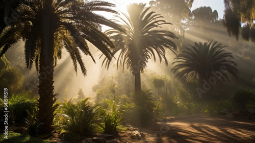 Light morning in the palm garden