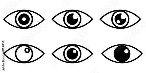 Eye icon set. Eyesight symbol. Retina scan eye icons. Simple eyes collection. Eye silhouette