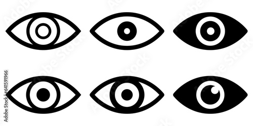 Eye icon set. Eyesight symbol. Retina scan eye icons. Simple eyes collection. Eye silhouette