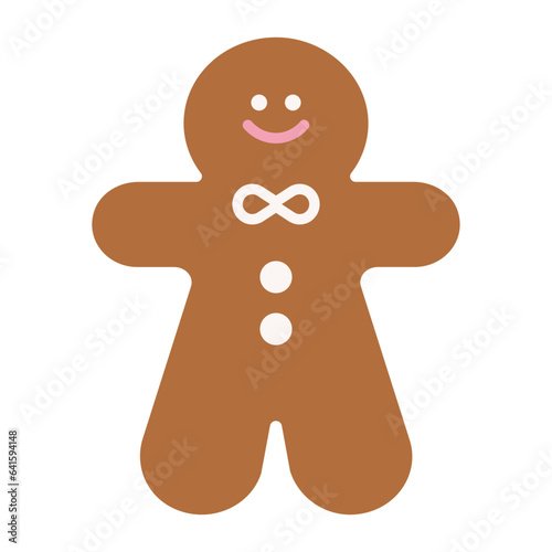 Gingerbread man cookie flat illustration