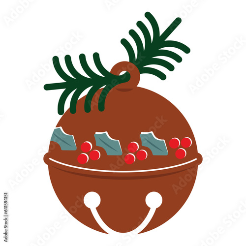 Jingle bell ornament flat illustration