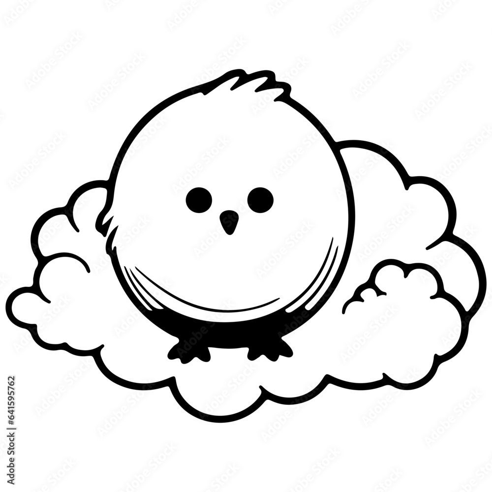 Cute bird with cloud outline vecter illustration Cute bird with cloud outline vecter illustration