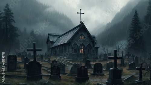wooden church in the mountains
