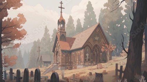 wooden church in the mountains
