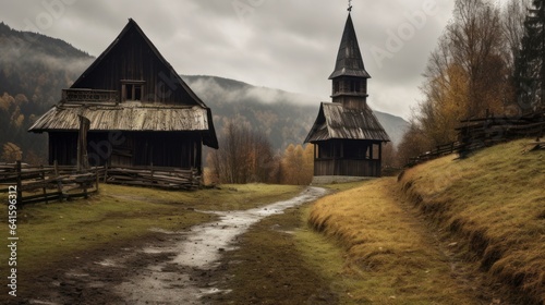 wooden church in the mountains