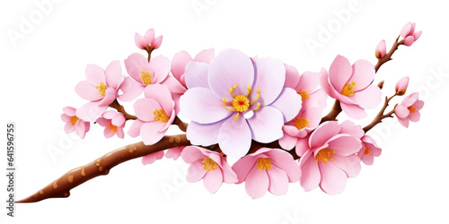 Pink cherry blossom on transparent background.