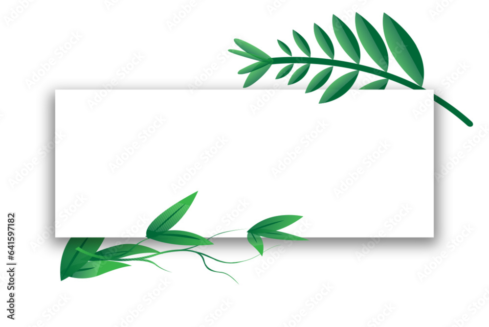green leaf frame vector design