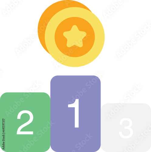 win podium color outline icon design style