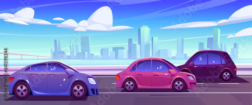 Canvas-taulu City road street and car traffic vector background