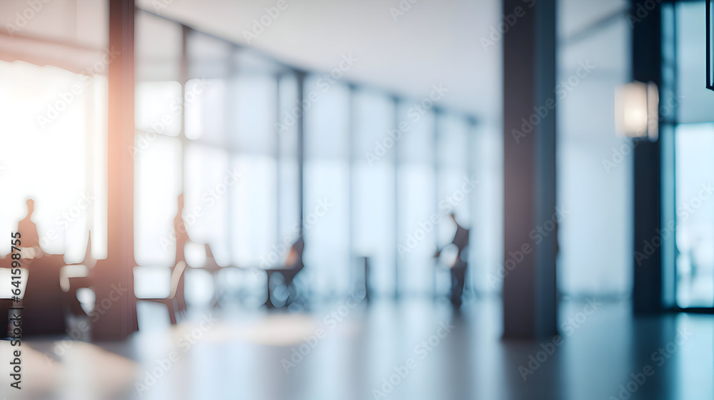  blurred background of a light modern office interior and panoramic windows