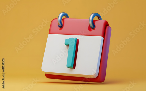 1st daily calendar isolated 3d render illustration