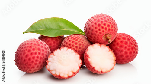 Fresh lychees cut out isolated on white background
