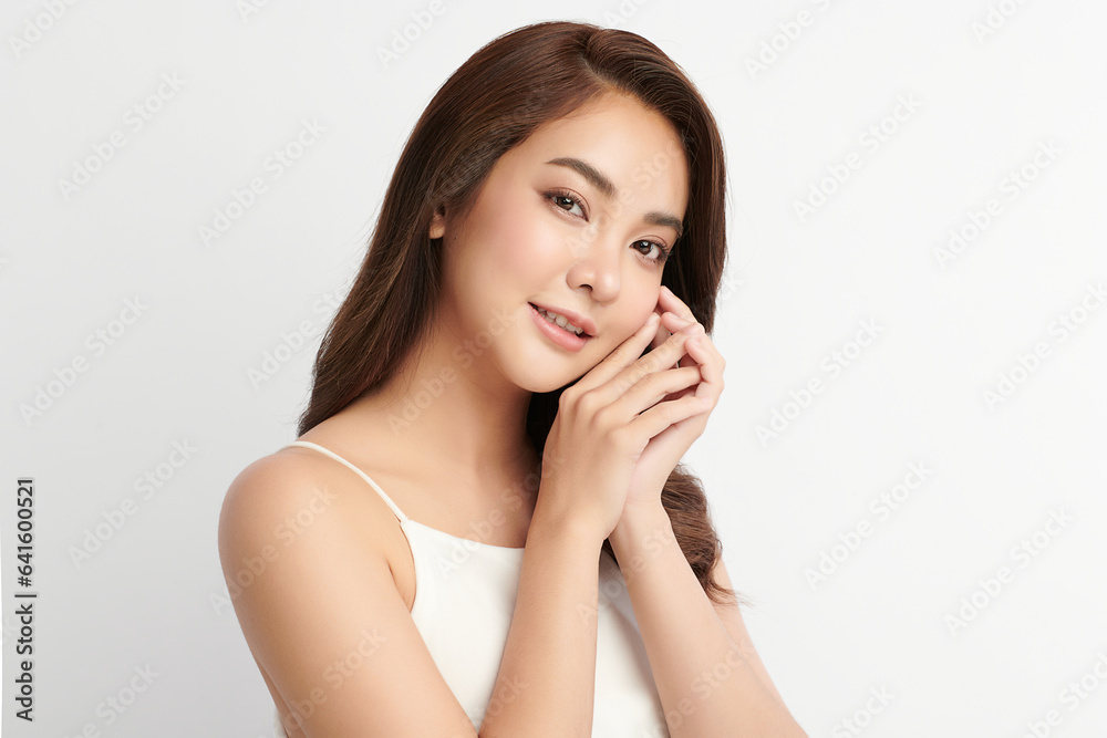 Beautiful young asian woman with clean fresh skin on white background, Face care, Facial treatment, Cosmetology, beauty and spa, Asian women portrait. Beautiful young asian woman with clean fresh skin on white background, Face care, Facial treatment, Cosmetology, beauty and spa, Asian women portrait.