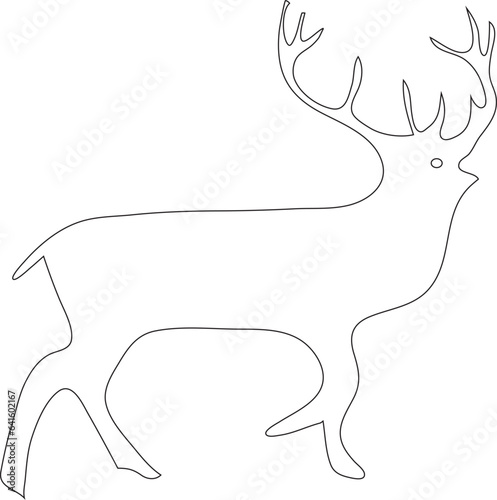 side view of deer, animal hand drawing, wild life illustration for christmas coloring