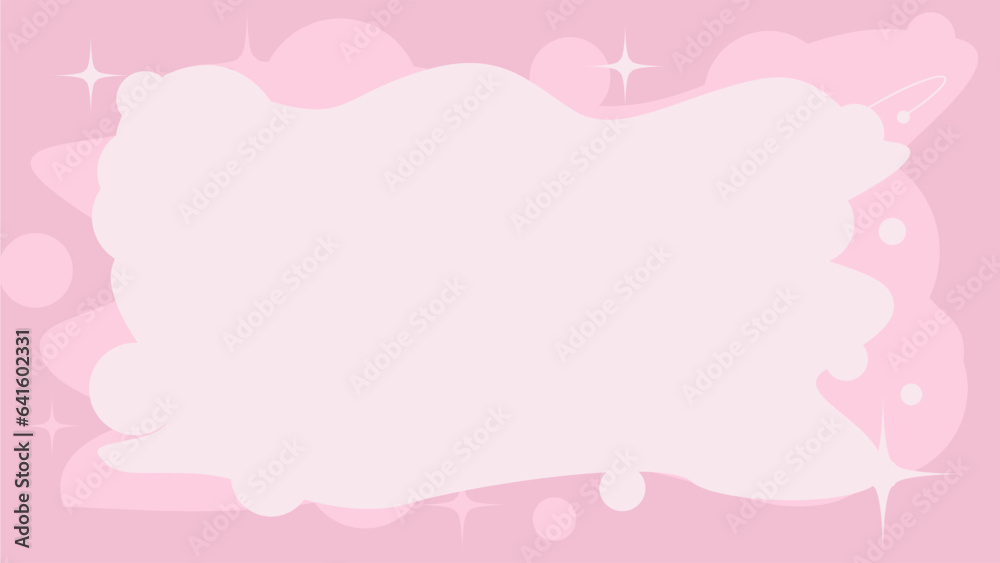 Glittery Cute Pink Cloud Curve Frame Background, Dreamy Style