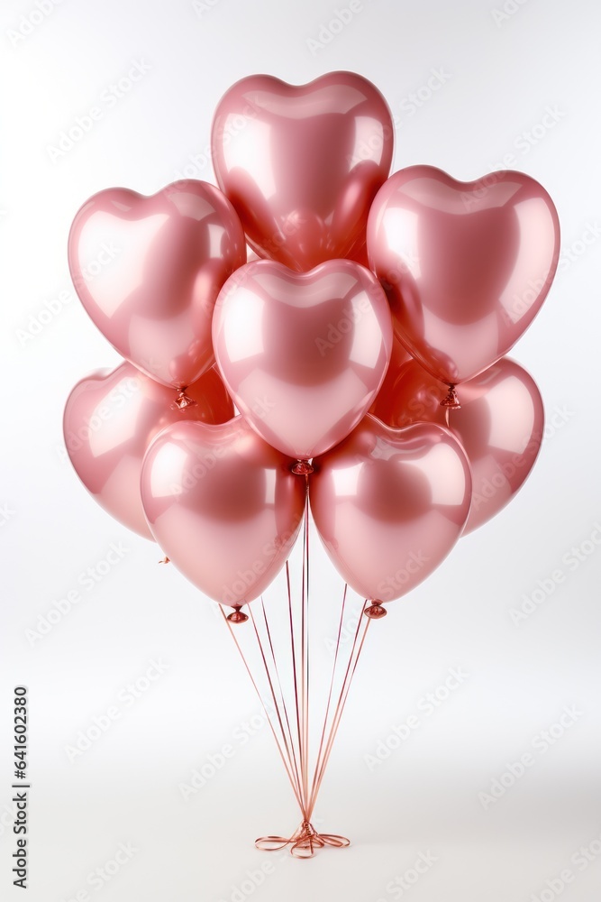 Pink balloons in heart shape isolated on white background