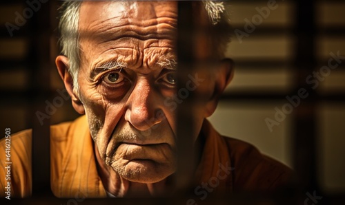 Photo of a person in a prison cell making eye contact with the camera