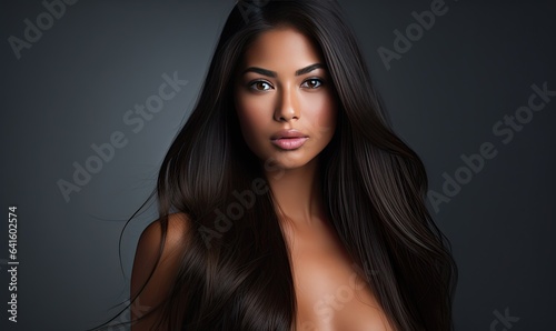 Photo of a stunning woman with flowing brown locks