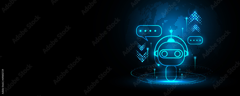 Abstract background image, technological concept, communication network, robot, artificial intelligence.