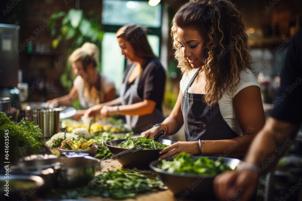 Cooking Class Where Participants Learn How To Make Healthy Food, Generative AI