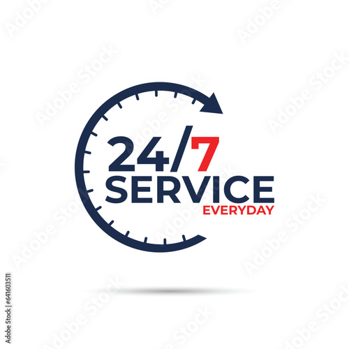 vector 24 7 service everyday label design