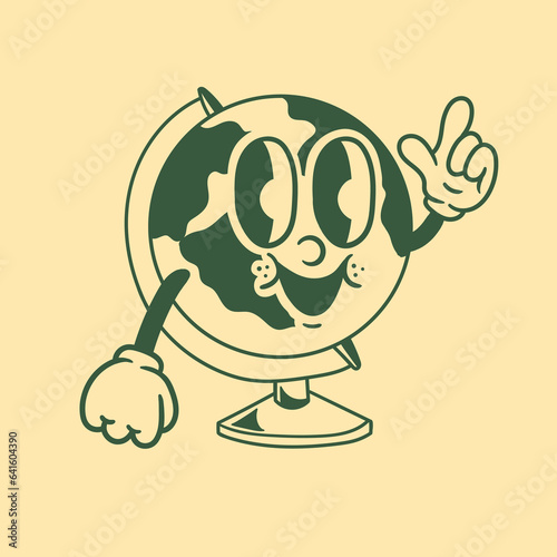 Vintage character design of a globe