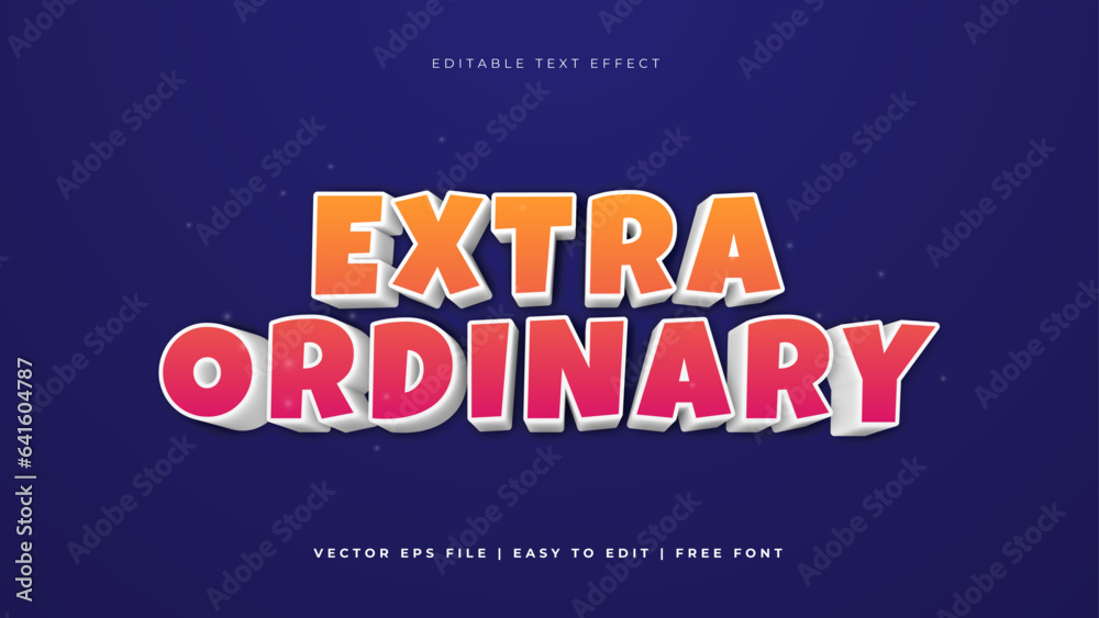 Fototapeta premium Blue red and orange extra ordinary modern editable text effect background