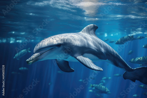 Dolphin in blue transparent water close-up © Veniamin Kraskov