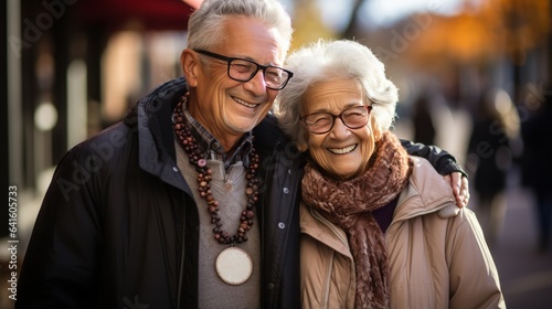 80_year_old_man_and_woman_happily_walking_down_main_street
