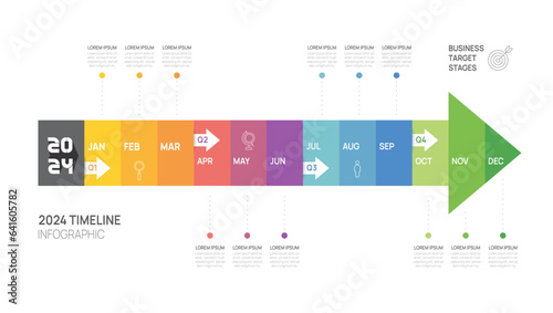Infographic design template. 2024 Business Target arrow concept. vector