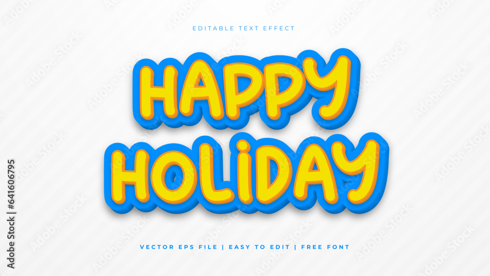 Colorful colourful blue yellow 3d happy holiday modern editable text effect background