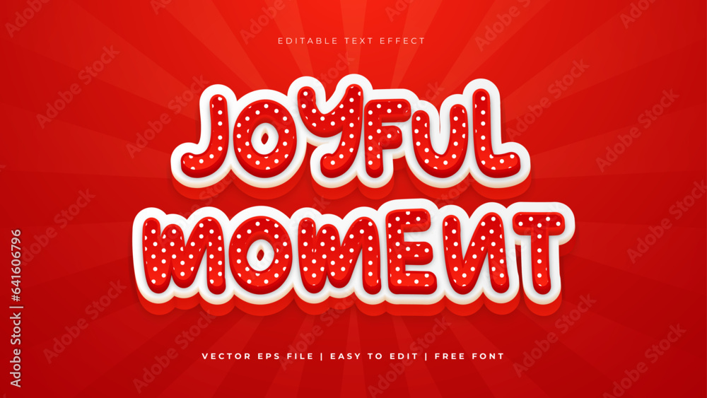 Colorful colourful red white 3d joyful moment modern editable text effect background