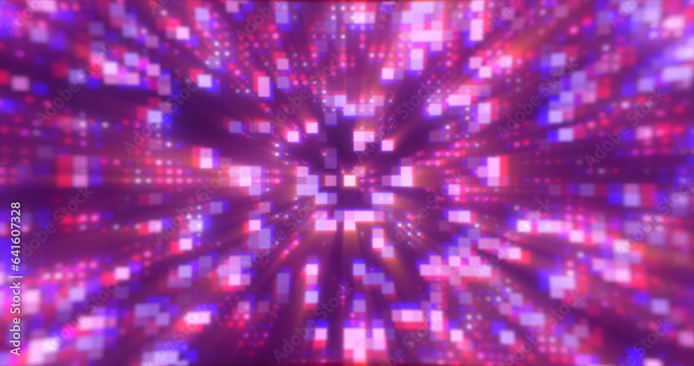 Naklejka premium Abstract blue futuristic hi-tech energy particles dots and squares magical bright glowing background