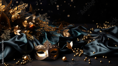 Attending a grand party or ball very nice on dark background with a place for text photorealism  © fotogurmespb