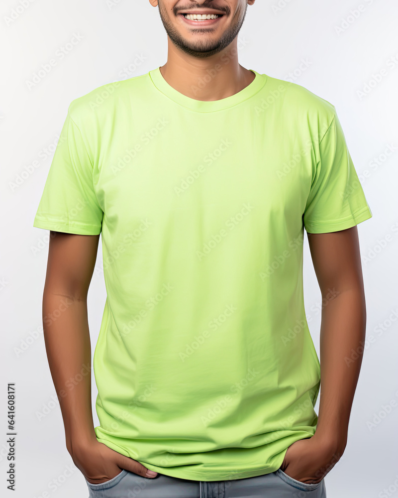 Man in green t-shirt for design showcase Man in green t-shirt for design showcase