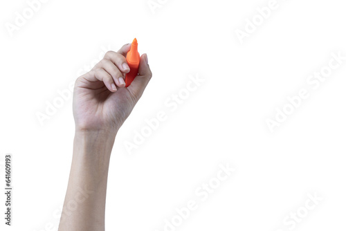 Hand with orange highlights isolated on white background. photo