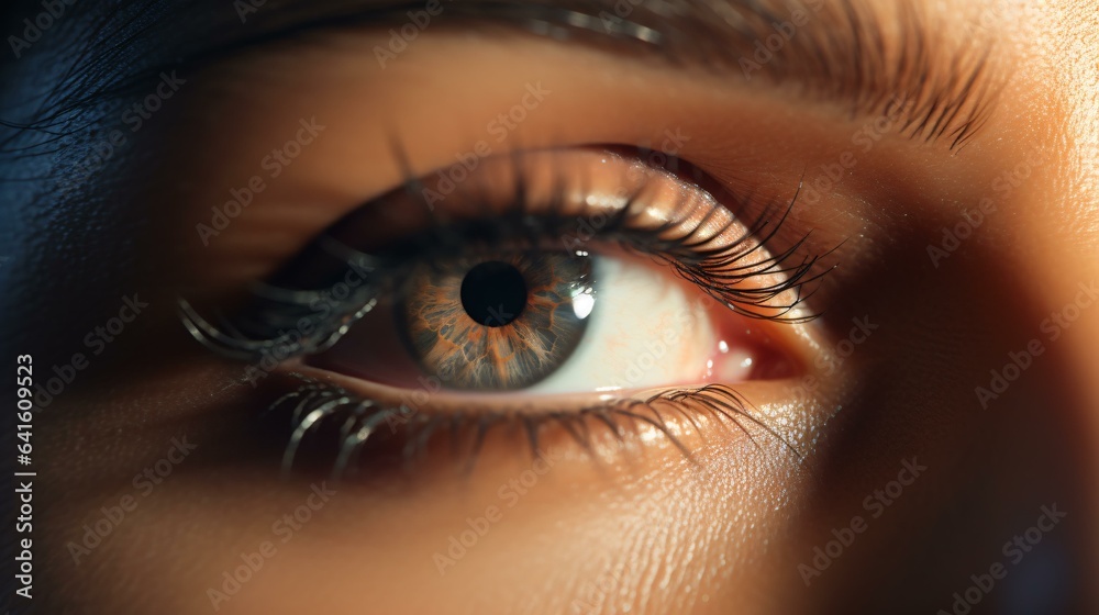 Fototapeta premium A stunning blue eye in extreme close-up