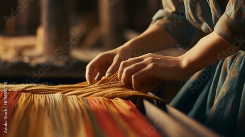 A woman working on a textile project photo