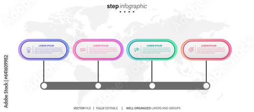 Vector Infographic design business template with icons and 4 options or steps. Can be used for process diagram, presentations, workflow layout, banner, flow chart, info graph 