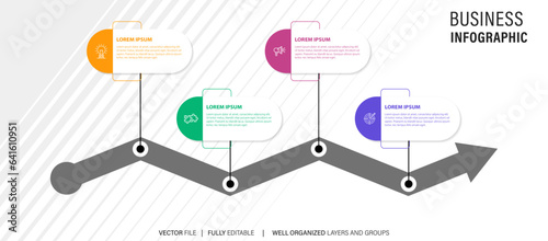 Business process infographic template. Thin line design with numbers 4 options or steps. Vector illustration graphic design
