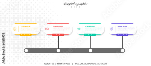 Business process infographic template. Thin line design with numbers 4 options or steps. Vector illustration graphic design

