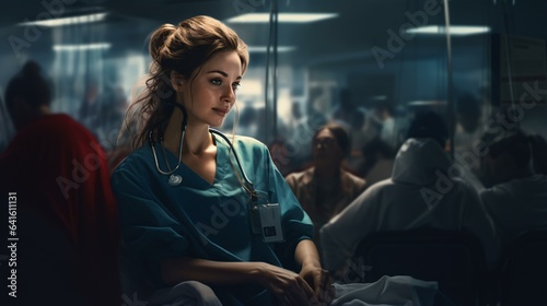 A female doctor in a hospital with a stethoscope