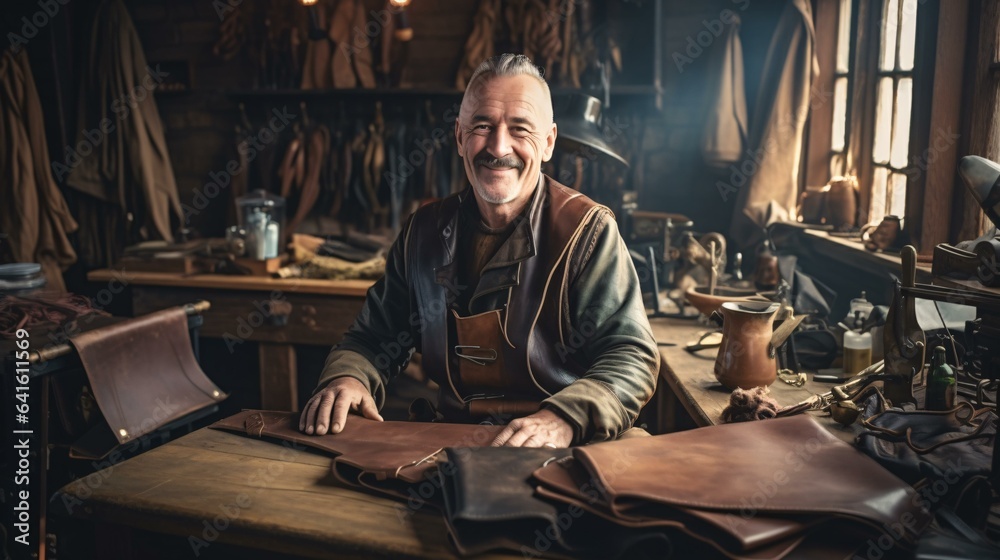 A man sitting at a table in a shop A man sitting at a table in a shop