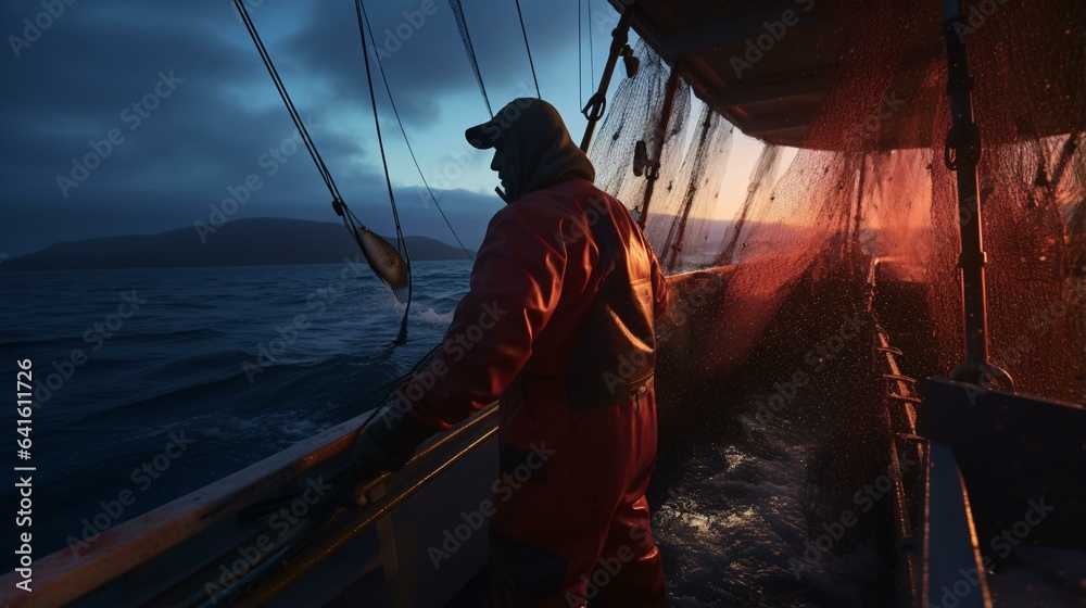 A man standing on a boat in the ocean A man standing on a boat in the ocean
